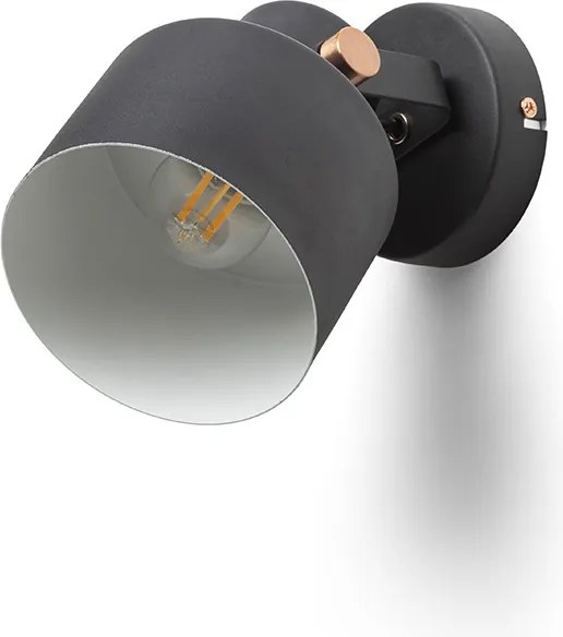 RENDL CELEIA felületre szerelhető matt fekete szálcsiszolt réz 230V LED E27 11W