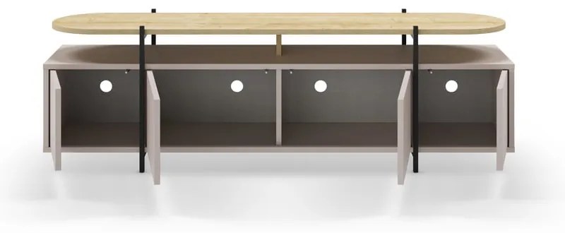 Szürke-bézs TV-állvány tölgyfa dekorral 160x48 cm Hinoa – Marckeric