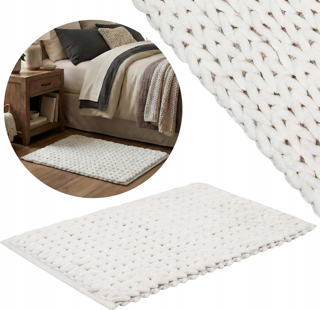 Fehér Hálószobaszőnyeg 50x80 cm Nedvszívó plüss mikroszálas