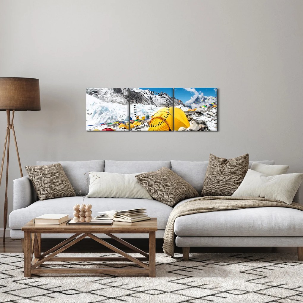 Kép - Kemping a hegyekben (órával) (90x30 cm)