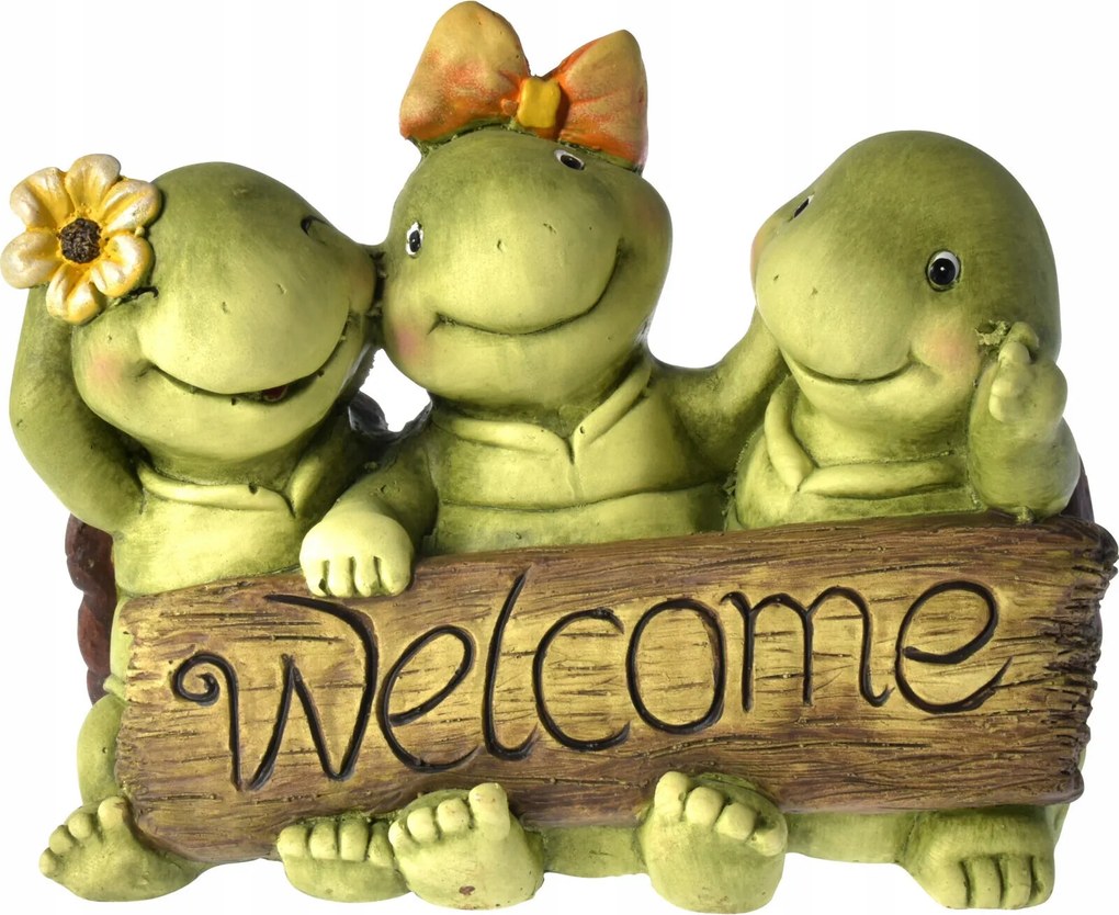 Cementből Készült Teknős Dekorációs Figura Welcome Felirattal 35X20 5X28 CM