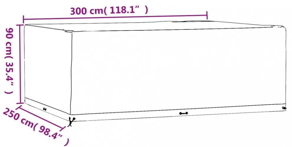 2 db téglalap alakú kerti bútorhuzat 16 fűzőlyukkal 300x250x90