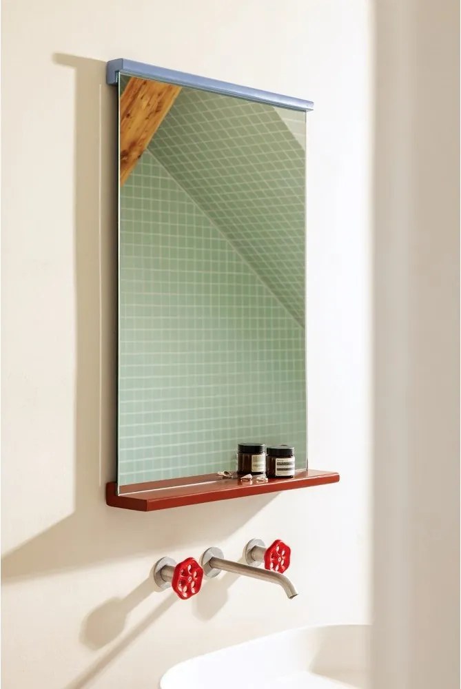 Fali tükör polccal tömörfa kerettel 50x75 cm Lun – noo.ma