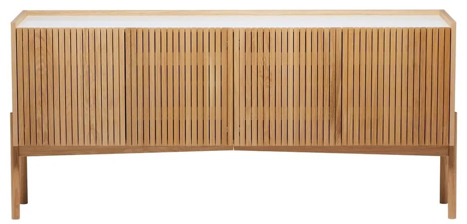 Natúr színű alacsony komód tölgyfa dekorral 177x42 cm Bottrup – Woodman
