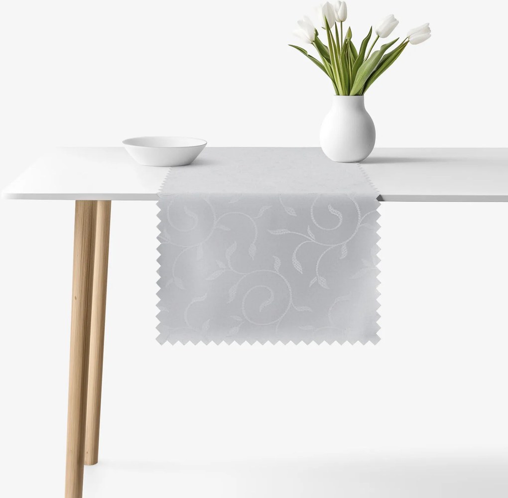 Goldea ünnepi viaszosvászon asztali futó - szürke nagy ornamentekkel ékesített 50x160 cm