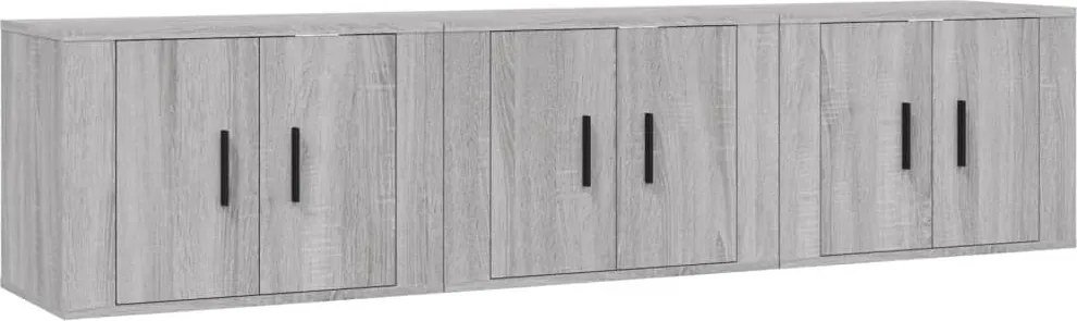 vidaXL 3 db szürke sonoma falra szerelhető TV-szekrény 57x34,5x40 cm