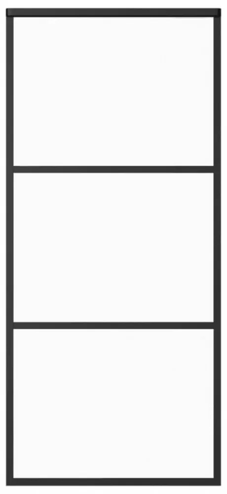 fekete ESG üveg és alumínium tolóajtó 90 x 205 cm