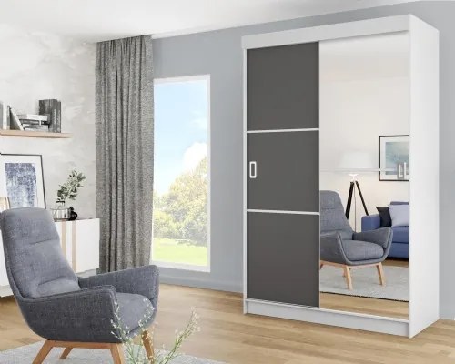 Bill 2 138 Tolóajtós Szekrény 138cm, Fehér-Grafit