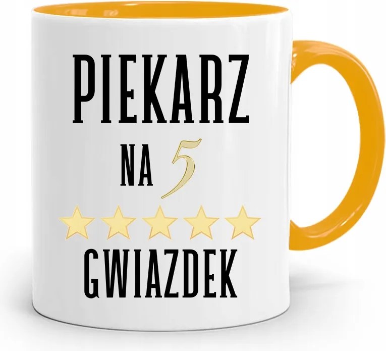 Sárga Pék Bögre Pék 5 Csillagos, fényképes nyomattal