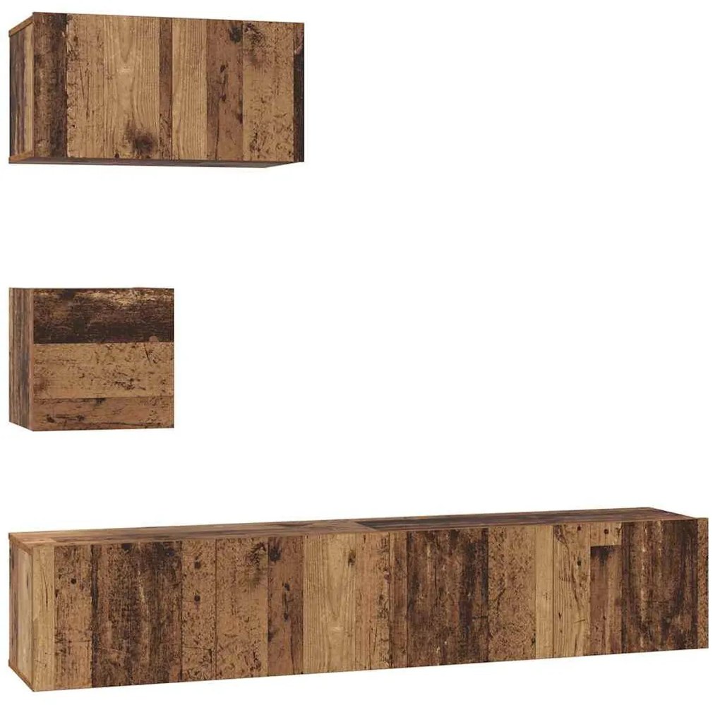 Fali TV Szekrény 4 pcs Régi fa 80 x 30 x 30.5 cm Faanyag