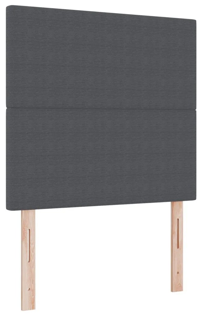 Boxspring ágy matraccal sötétszürke 80x200 cm kordbársony szövet