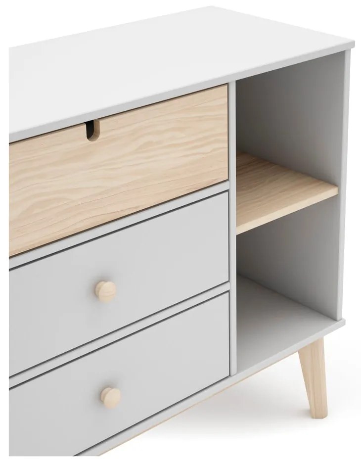 Fehér alacsony gyerek komód 90x40 cm Estefania – Marckeric