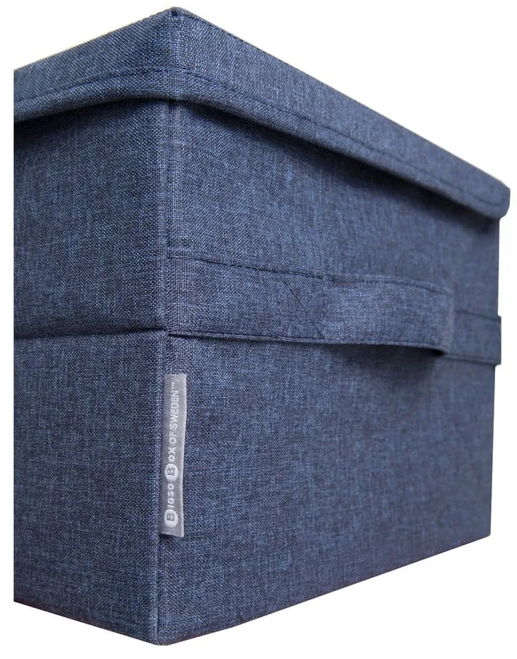 Kék fedeles textil tárolódoboz 35x19x26 cm Soft Storage – Bigso Box of Sweden