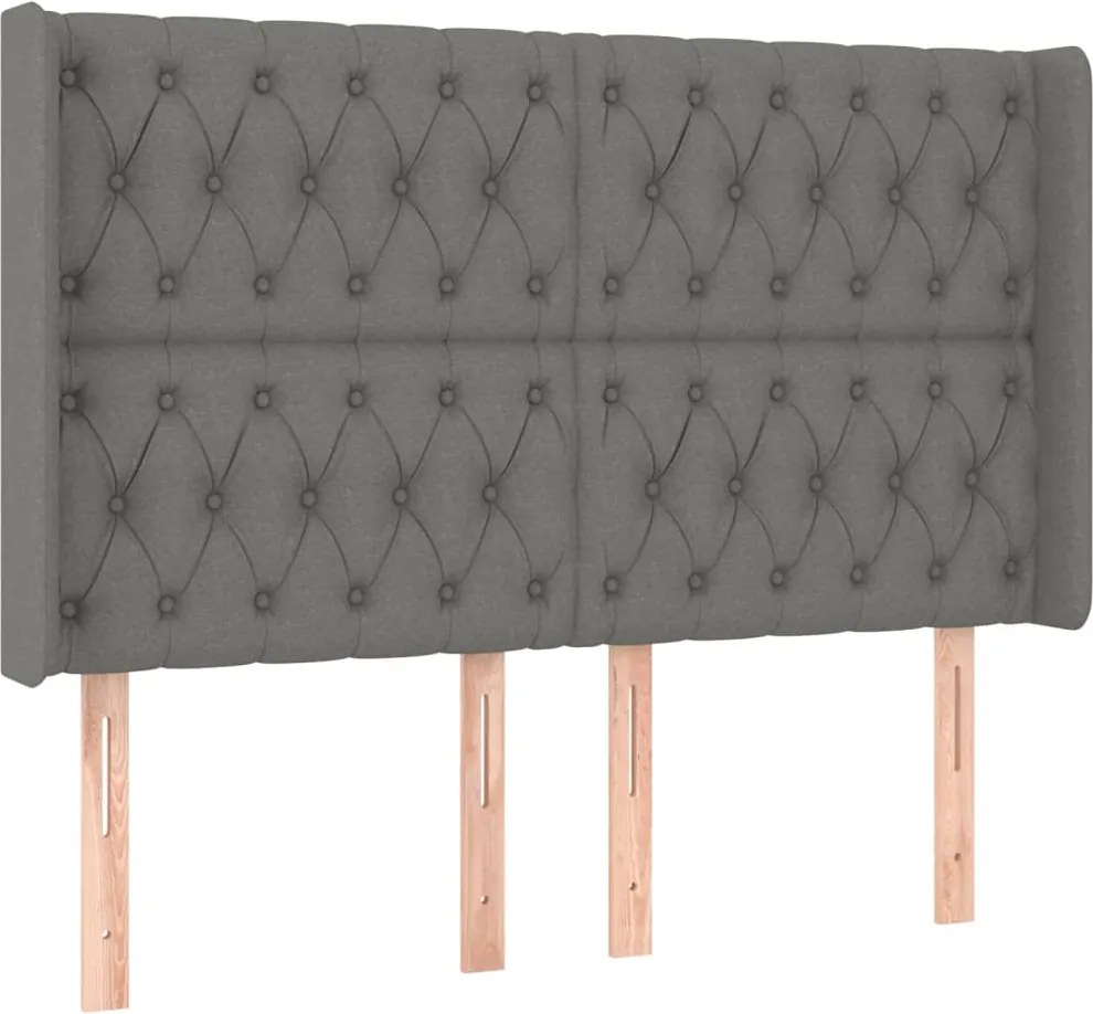 vidaXL sötétszürke szövet fejtámla szárnyakkal 147x16x118/128 cm