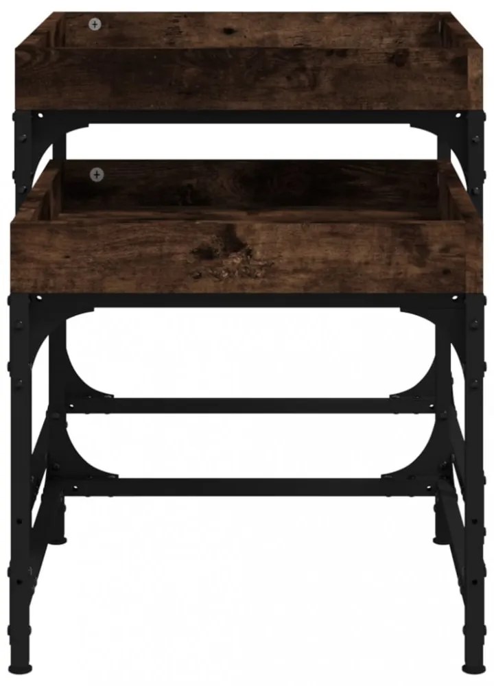 2 db füstös tölgy színű szerelt fa kisasztal