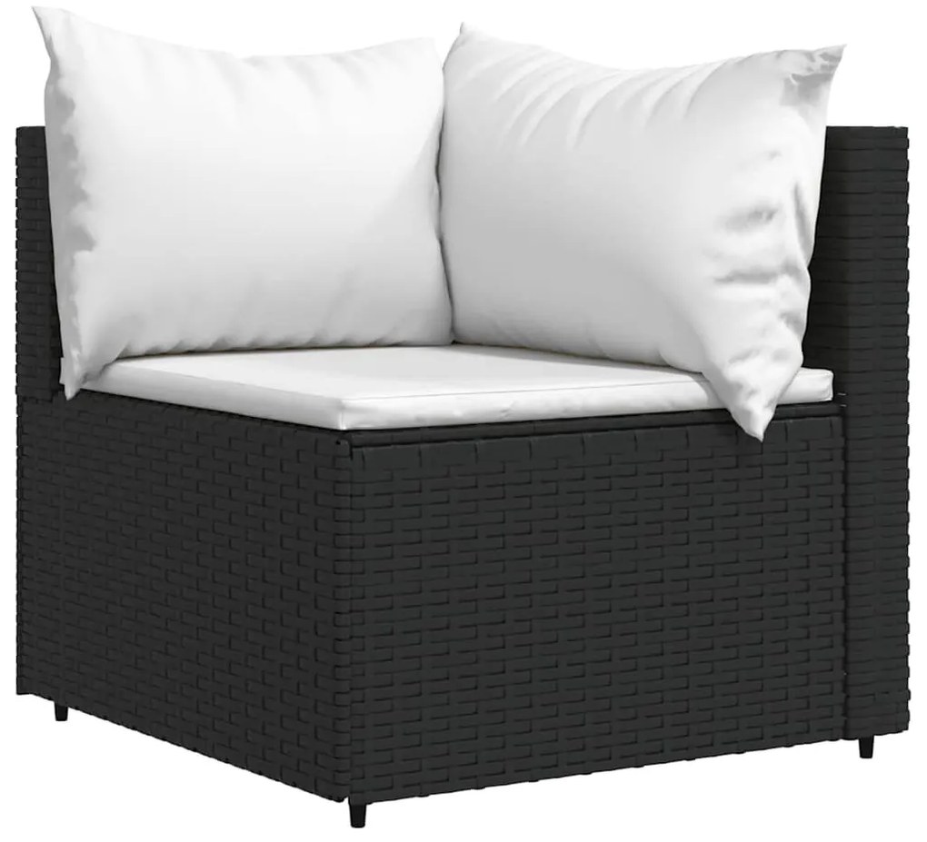 4 részes fekete polyrattan kerti ülőgarnitúra párnákkal