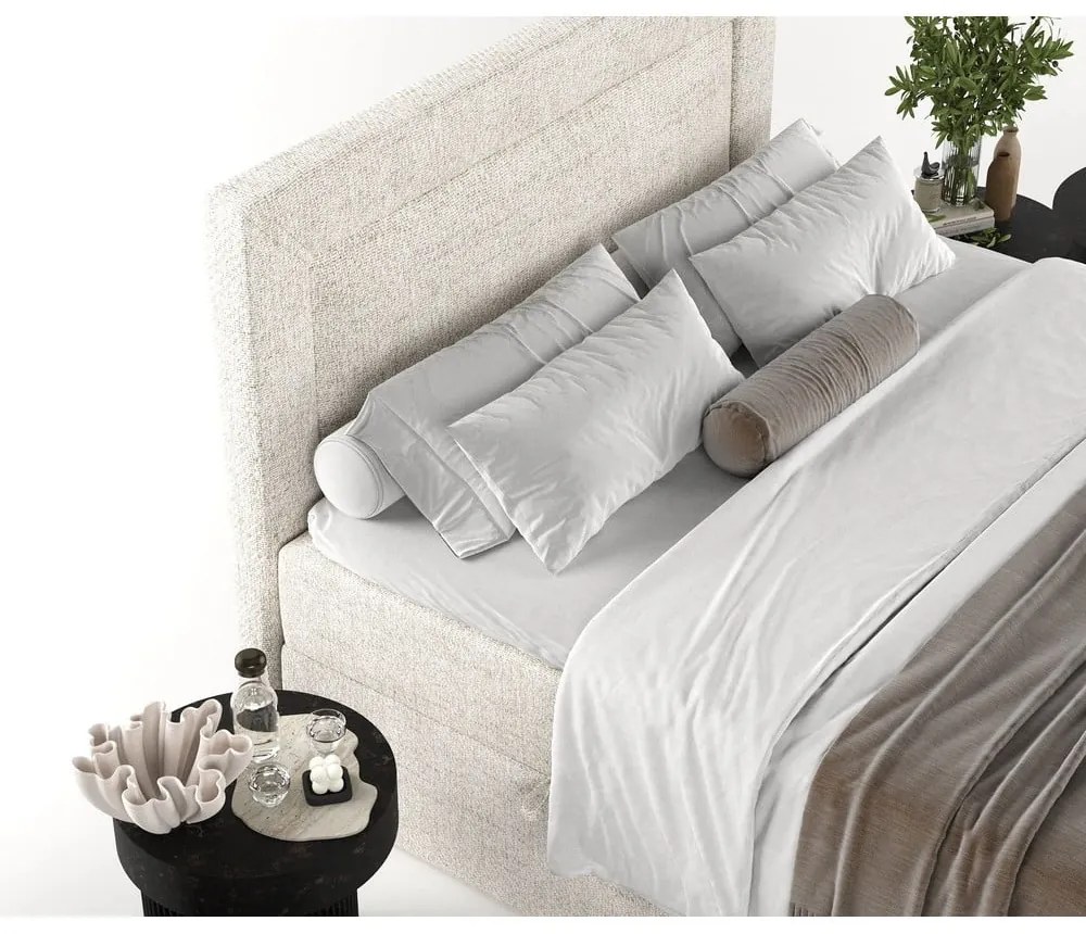 Krémszínű ágyneműtartós boxspring ágy 200x200 cm Imagine – Maison de Rêve