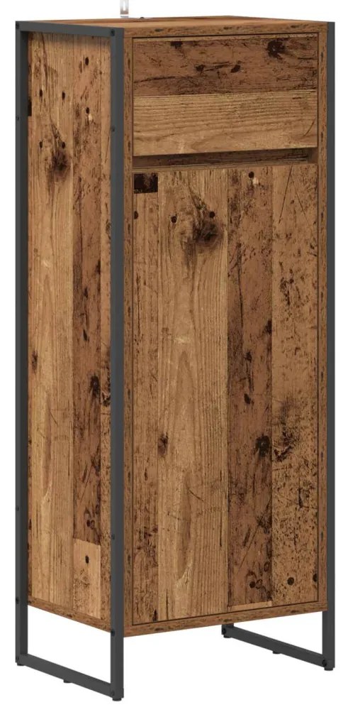 vidaXL Fürdőszoba Székény fiókkal Öreg fa 40 x 30 x 100 cm Faanyag