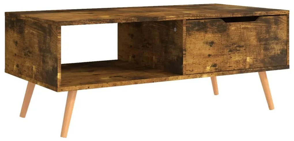 Füstös tölgy színű szerelt fa dohányzóasztal 100 x 49,5 x 43 cm