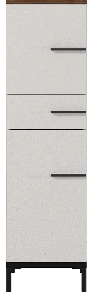 Szürkésbézs fürdőszoba szekrény diófa dekorral 34x123 cm Yonkers - Germania