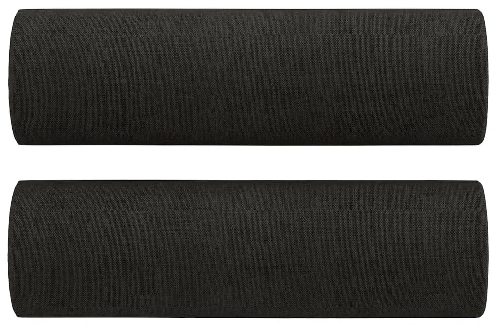 2 személyes fekete szövet kanapé díszpárnákkal 120 cm