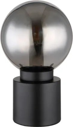Globo 21003B Asztali lámpa fém fekete matt, füstszínű üveg, billenőkapcsoló a kábelen, ø: 150mm, M:245mm, kábelhossz 1500mm, nem tartozék: 1x E14 25W 230V