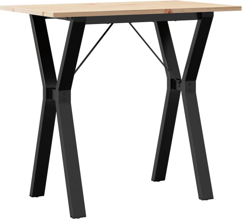vidaXL tömör fenyőfa és acél étkezőasztal Y-vázzal 80x50x75 cm