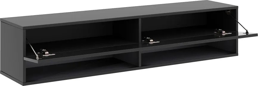 TV szekrény 140 cm fekete / fekete magasfény színkombinációban – DERBY