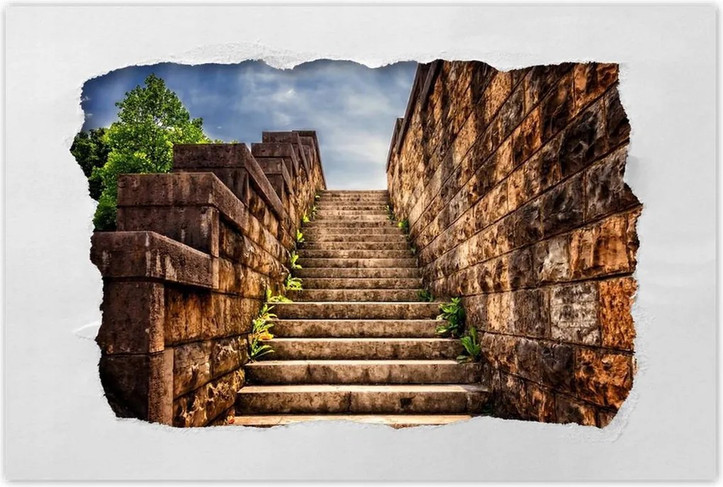 Poszterek 120x80 Kőlépcső fal