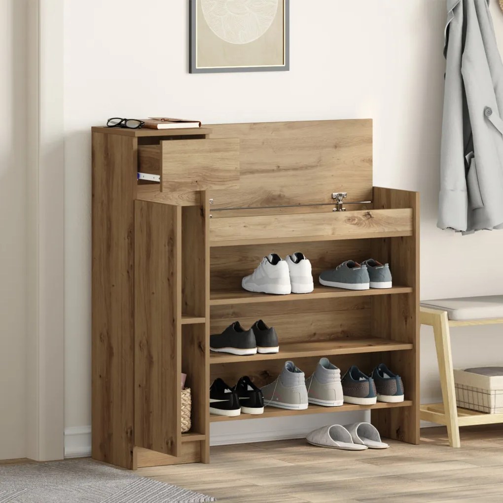 Cipőtartó Kézműves tölgy 100.5x28x100 cm Mérnöki Fa
