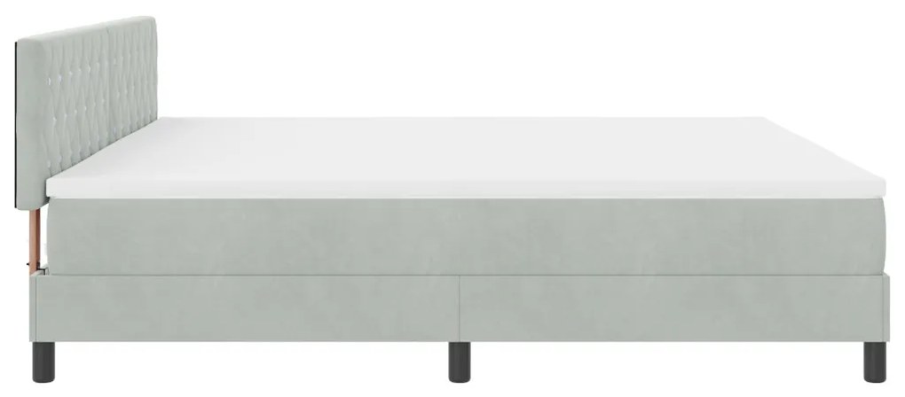 vidaXL LED Box Spring Ágy matracmal Világosszürke 200 x 200 cm Bársony