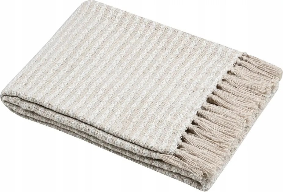 Pamut Takaró Rojtokkal Bézs Csíkos 125 x 150 CM Beltéri