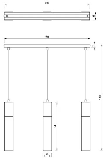 Csillár zsinóron TULUM 3xGU10/60W/230V fekete