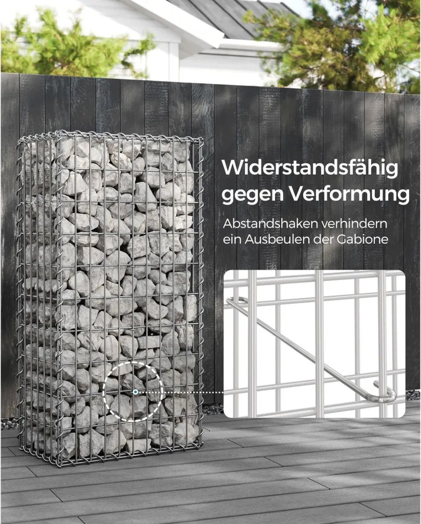 Gabion rács, galvanizált acél hálóval 100x50x30cm, Ezüst