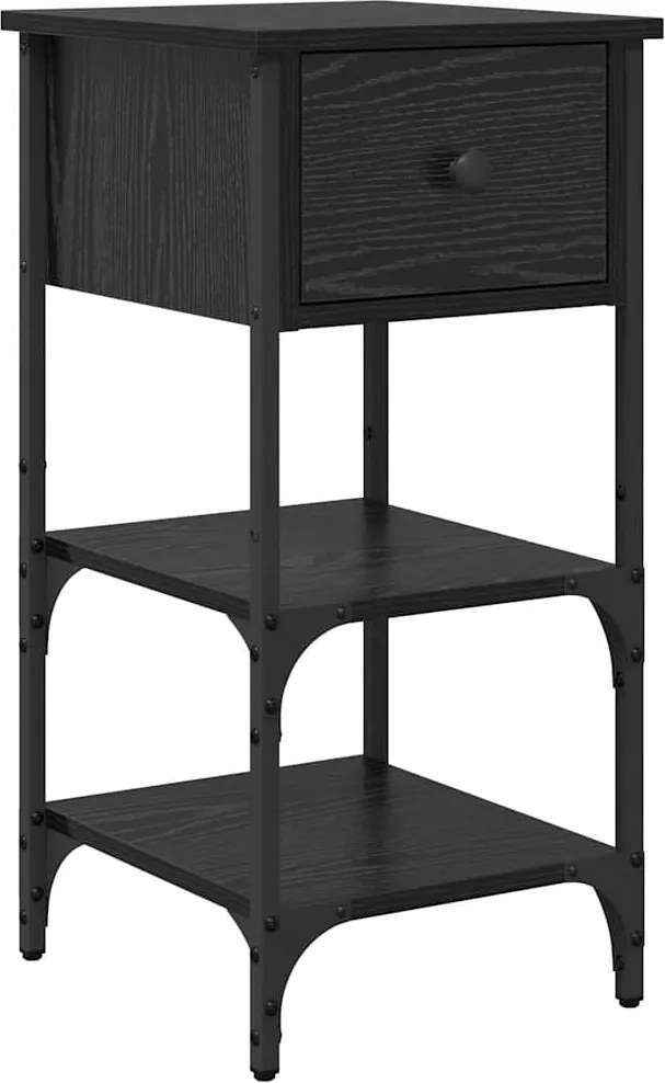 vidaXL Éjjeliszekrény fiókkal Fekete tölgy 33.5 x 36 x 70 cm