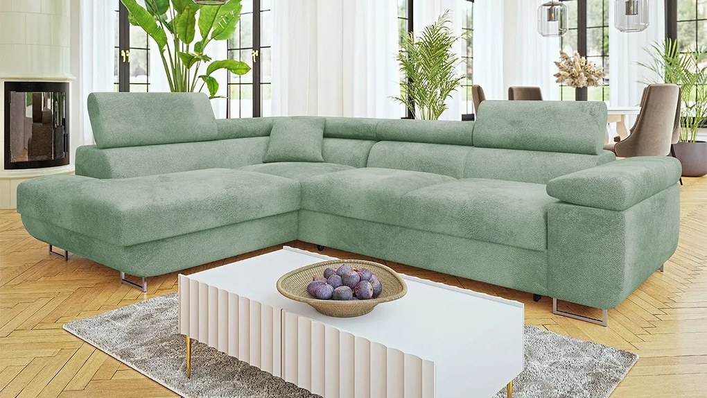Sarokkanapé Terazuro Premium (zöld) (tárolóhellyel) (B). 1105309