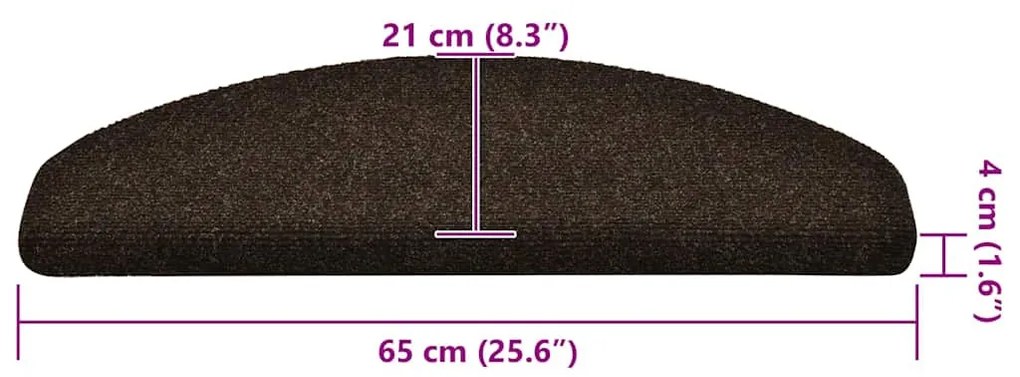 öntapadós lépcsőszőnyegek 30 db 65 x 21 x 4 cm barna félkör alakú nagy
