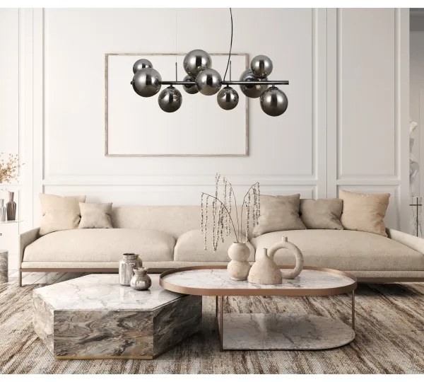 ITALUX PND-406007-10A-BCR - Csillár zsinóron CANELLO 10xG9/5W/230V fekete