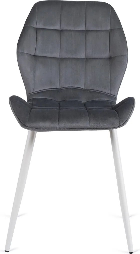 Krzesło LUCKY Szare z Białymi Nogami Welurowe