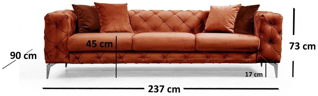 3 személyes kanapé Como - Narancssárga