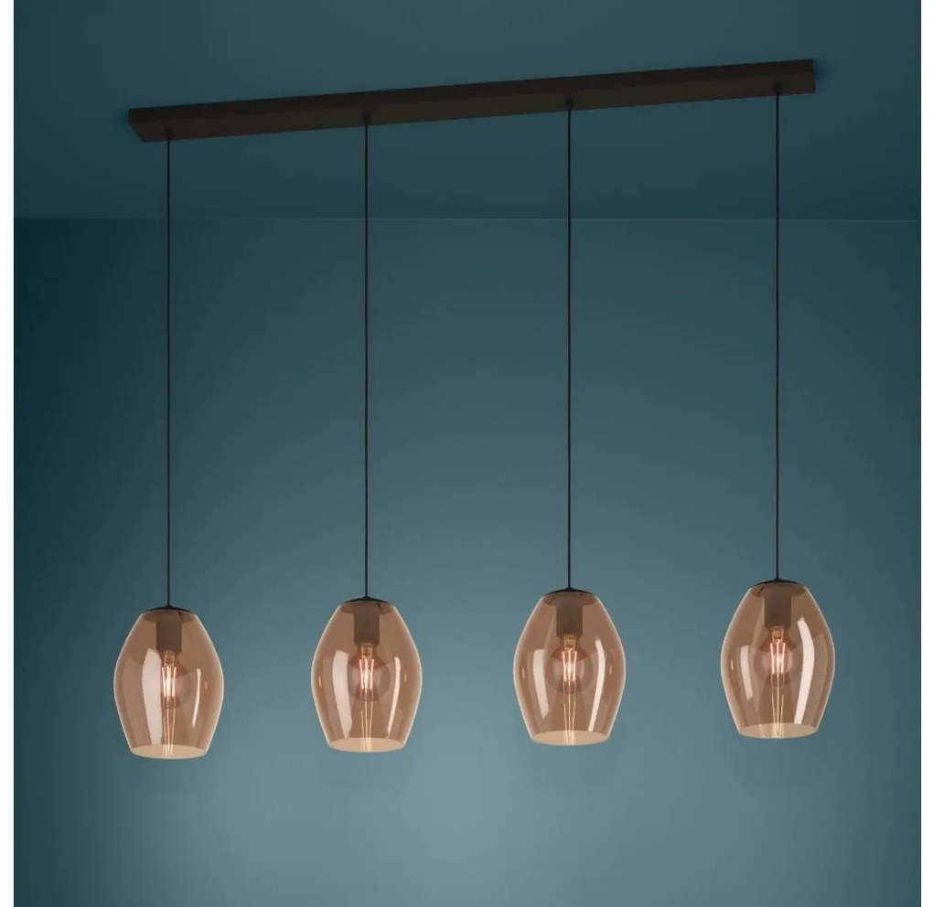 Eglo 390162 - Csillár zsinóron ESTANYS 4xE27/40W/230V barna