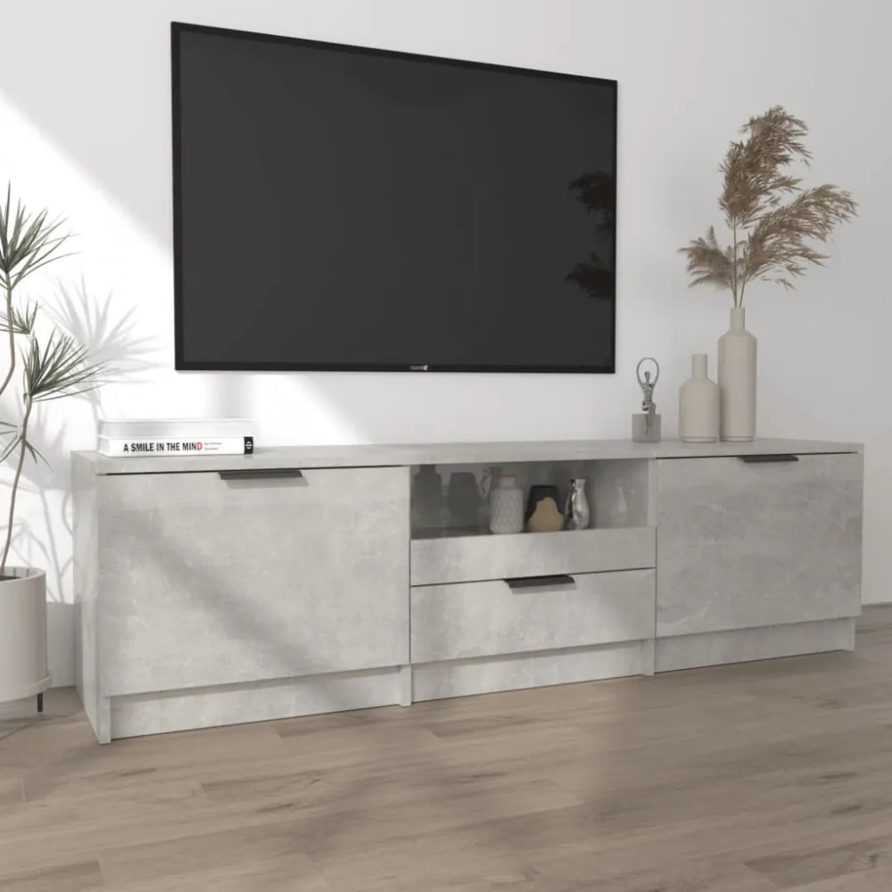 betonszürke szerelt fa TV-szekrény 140x35x40 cm