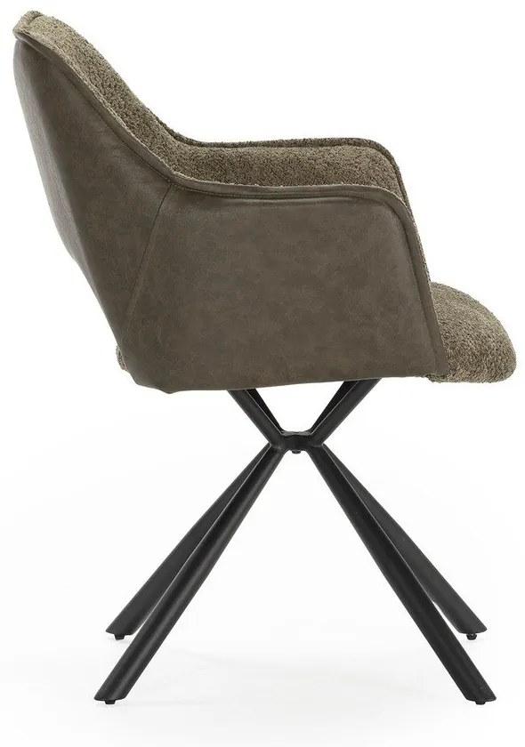 Zöld kárpitozott karfás étkezőfotel szett 2 db-os Mariel – Marckeric