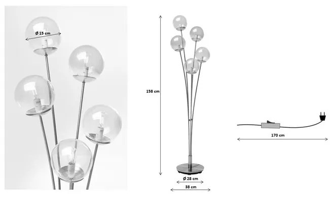 Kare Design állólámpa Amber - sárgaréz 5 lámpás