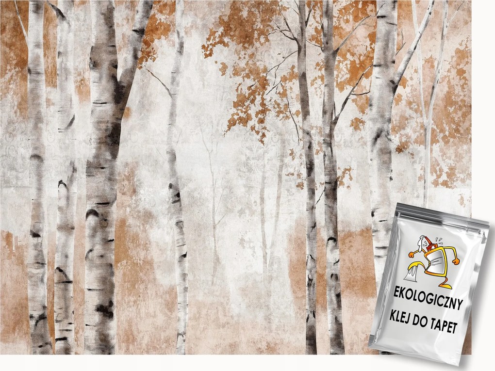 Fotótapéta Flizelina Akvarell Természet Ősz Erdő Nyírfák 250x175 ragasztó
