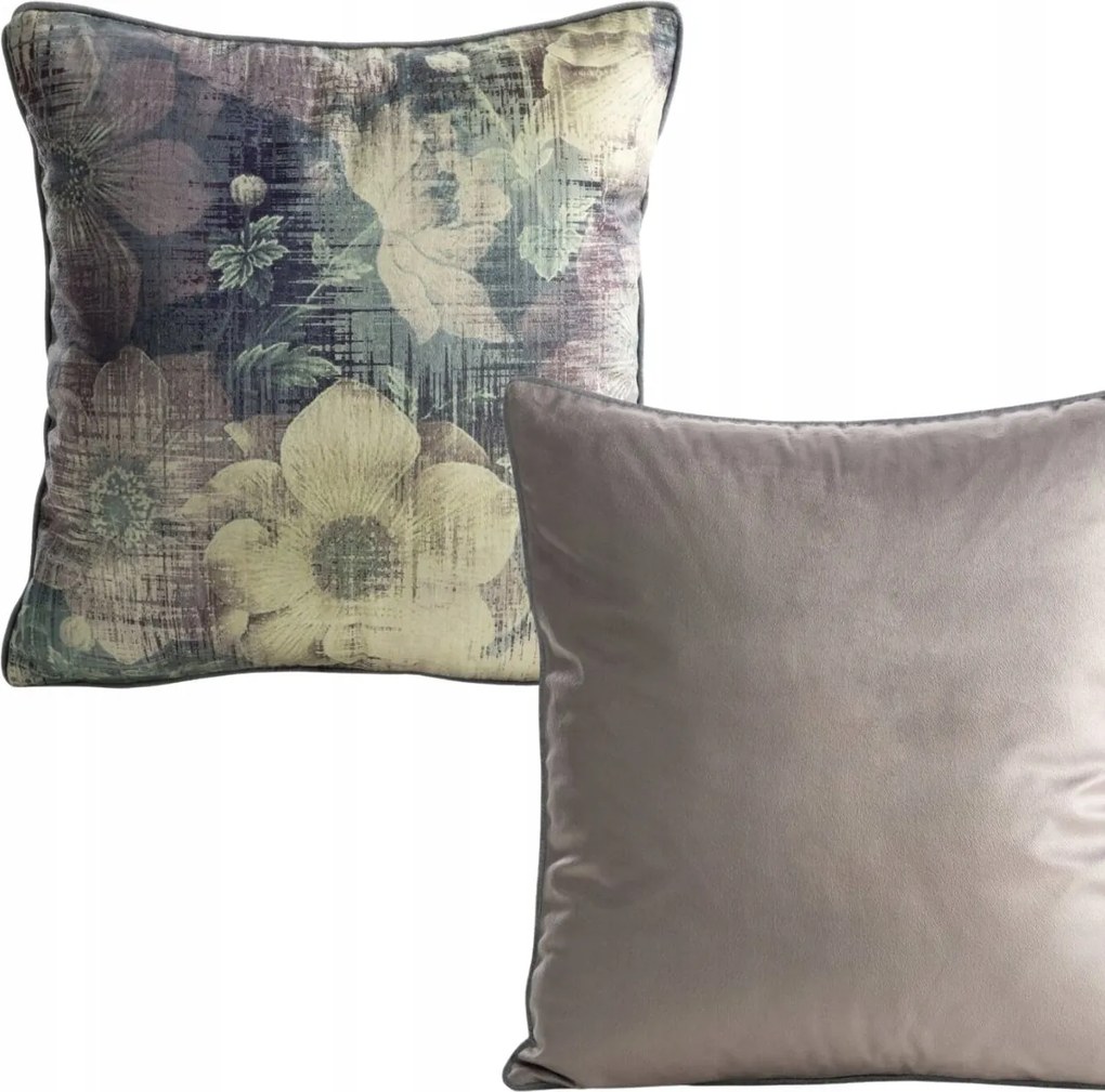 Tavaszi Dekorációs Párnahuzat 45x45 cm virágok lila sötétkék