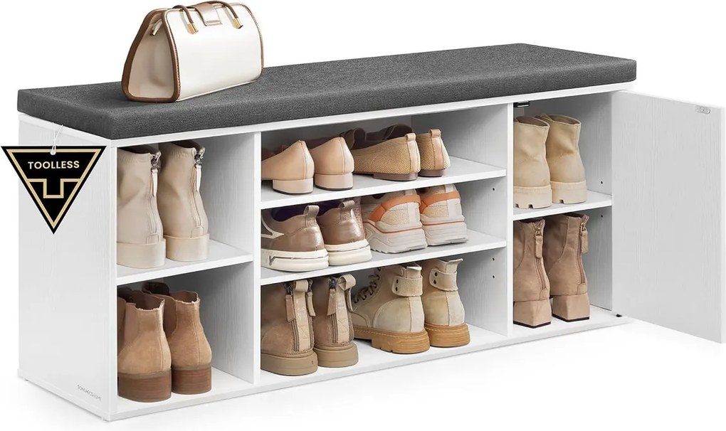 Cipősszekrény ülőfelülettel 104 x 30.5 x 48 cm Fehér