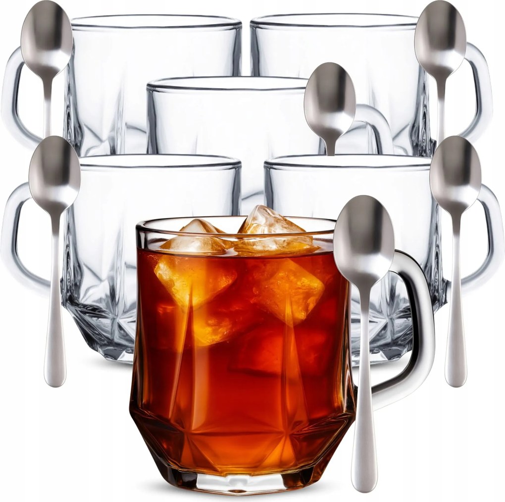 Poharak 300ml Kávé Tea Italok Pohár Füllel Szett Teáskanál