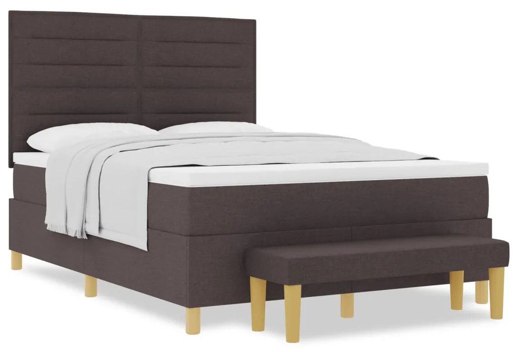 Boxspring ágy matraccal és paddal Sötétbarna 140x190 cm Szövet