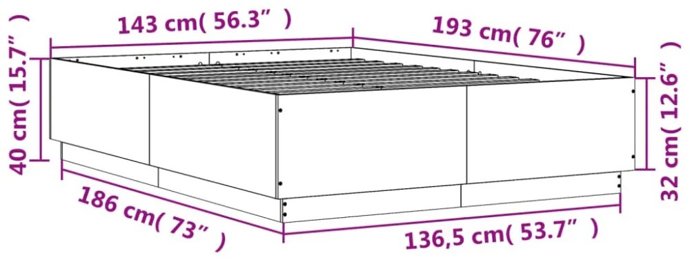 betonszürke szerelt fa ágykeret 140x190 cm